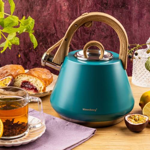 CZAJNIK KLAUSBERG 2,5L z GWIZDKIEM INDUKCJA GAZ TURKUS KB-9063