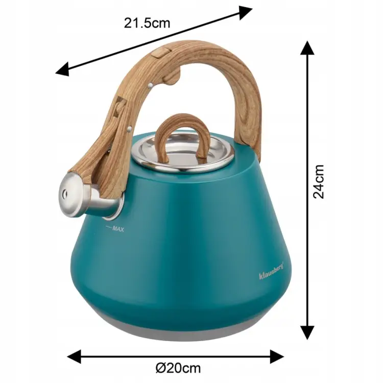 CZAJNIK KLAUSBERG 2,5L z GWIZDKIEM INDUKCJA GAZ TURKUS KB-9063