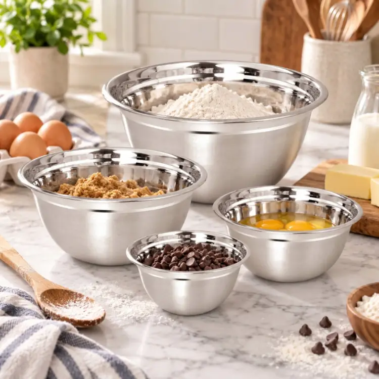 ZESTAW 4 MISEK STALOWYCH NIERDZEWNYCH KUCHENNYCH 18 20 24 26 KINGHOFF Miski