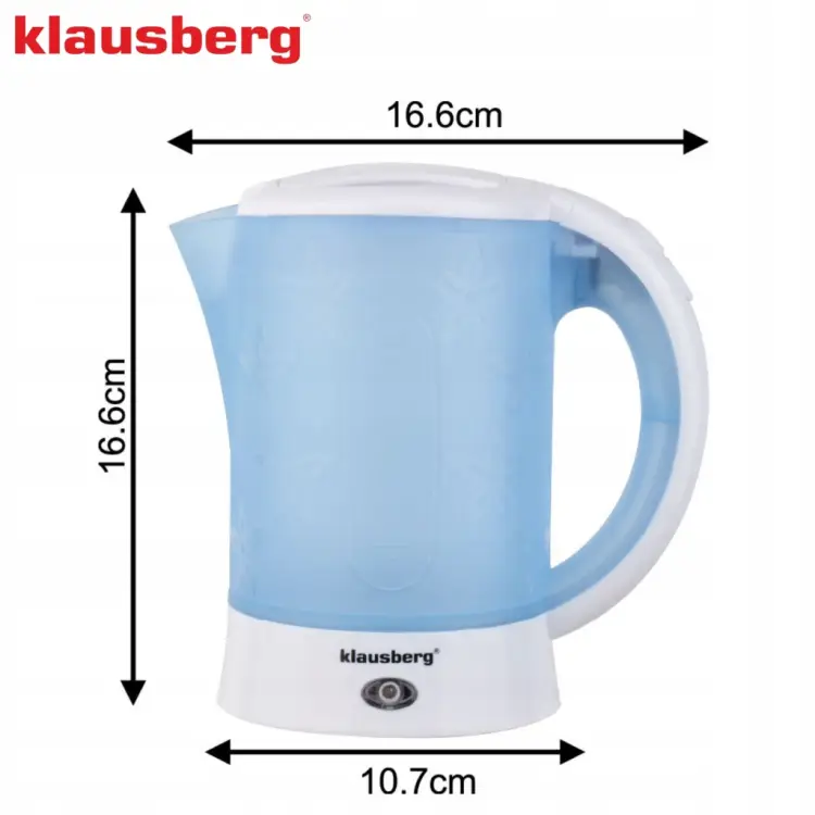 CZAJNIK ELEKTRYCZNY TURYSTYCZNY 0,6L KLAUSBERG KB-9045 + 2 KUBKI ŁYŻECZKI