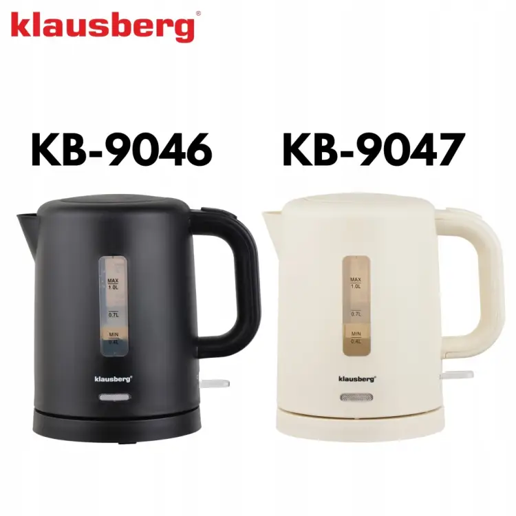 CZAJNIK ELEKTRYCZNY KLAUSBERG KB-9046 1L 1100W BEZPRZEWODOWY CZARNY