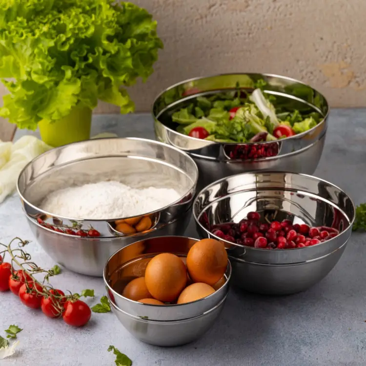 ZESTAW 4 MISEK STALOWYCH KUCHENNYCH DO MIESZANIA SAŁATEK KLAUSBERG 24CM