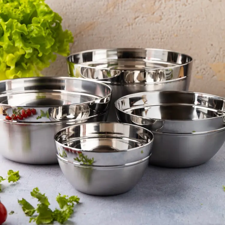 ZESTAW 4 MISEK STALOWYCH KUCHENNYCH DO MIESZANIA SAŁATEK KLAUSBERG 24CM