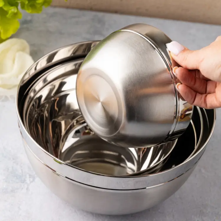 ZESTAW 4 MISEK STALOWYCH KUCHENNYCH DO MIESZANIA SAŁATEK KLAUSBERG 24CM