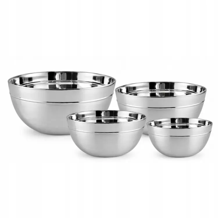 ZESTAW 4 MISEK STALOWYCH KUCHENNYCH DO MIESZANIA SAŁATEK KLAUSBERG 24CM