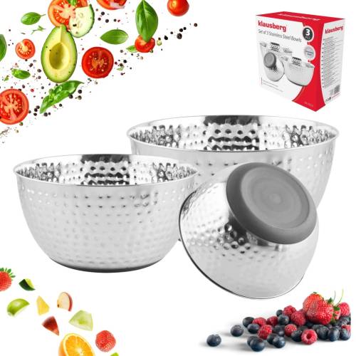 ZESTAW 3 MISEK STALOWYCH KUCHENNYCH ANTYPOŚLIZGOWYCH KLAUSBERG KB-9053