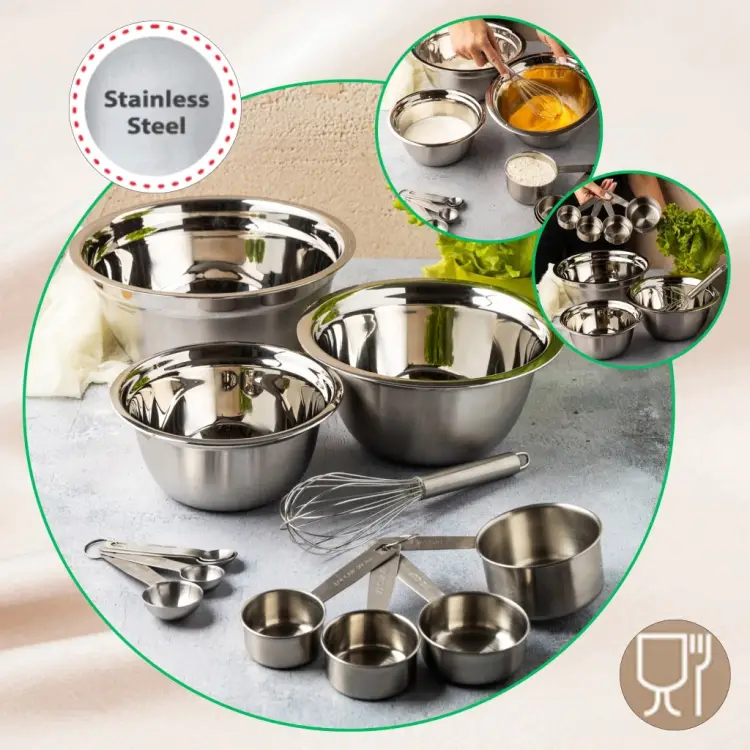 ZESTAW 12 EL MISEK STALOWYCH MIARKI KUCHENNE TRZEPACZKA KINGHOFF KH-2076