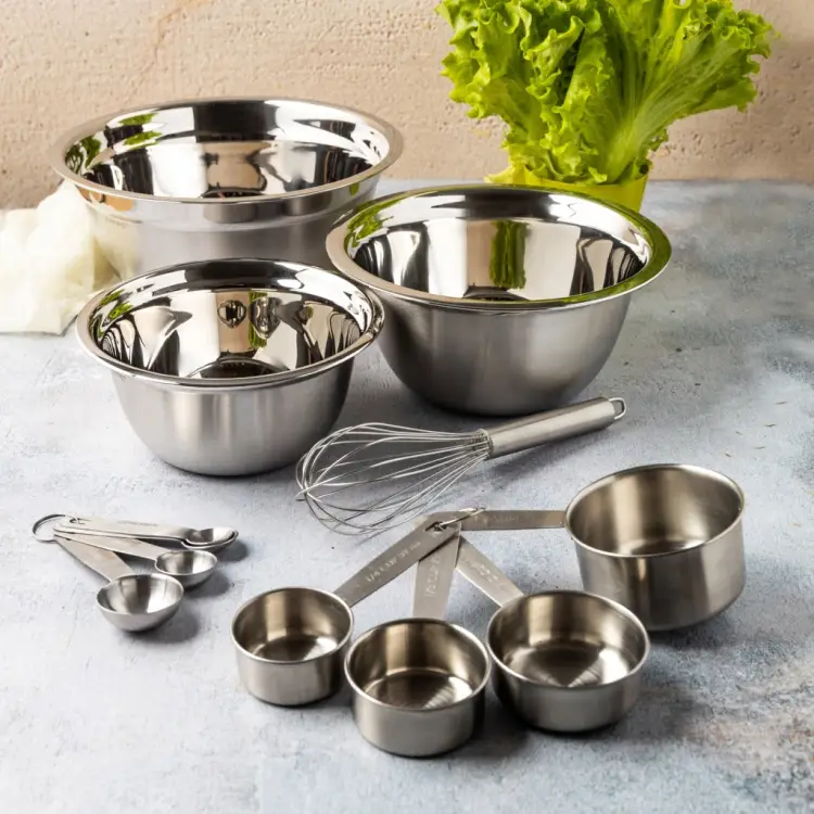 ZESTAW 12 EL MISEK STALOWYCH MIARKI KUCHENNE TRZEPACZKA KINGHOFF KH-2076