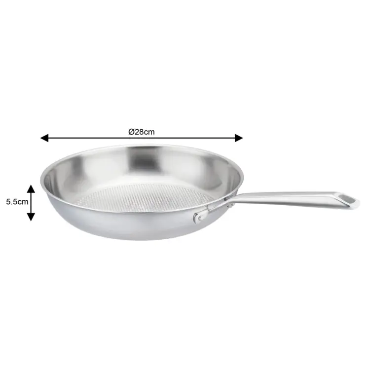 PATELNIA STALOWA VCASA VELORA 28 CM TRI-PLY STAL 304 INDUKCJA PLASTER MIODU