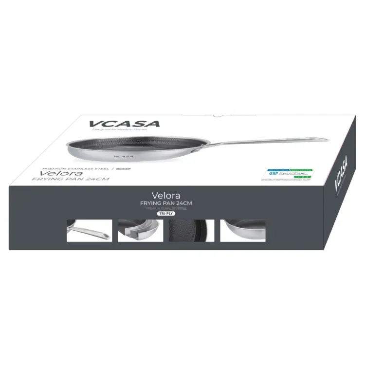 Patelnia VCASA 24cm Ceramiczna Nieprzywierająca TRI-PLY Indukcja PFAS FREE