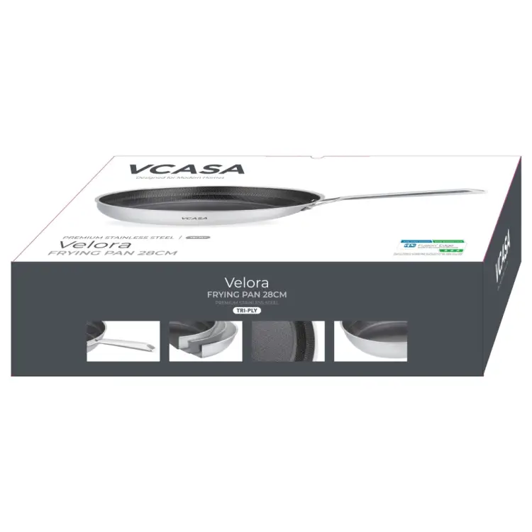 Patelnia VCASA 28 cm Ceramiczna Nieprzywierająca TRI-PLY Indukcja PFAS FREE
