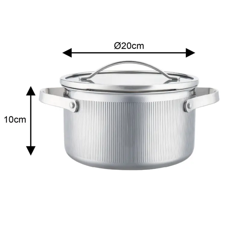 Garnek VCASA VELORA 20cm Stal 304 TRI-PLY Indukcja Pokrywka Odcedzanie 3 L