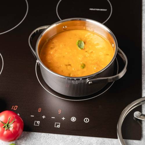 Garnek VCASA VELORA 18cm Stal 304 TRI-PLY Indukcja Pokrywka Odcedzanie 2,1L