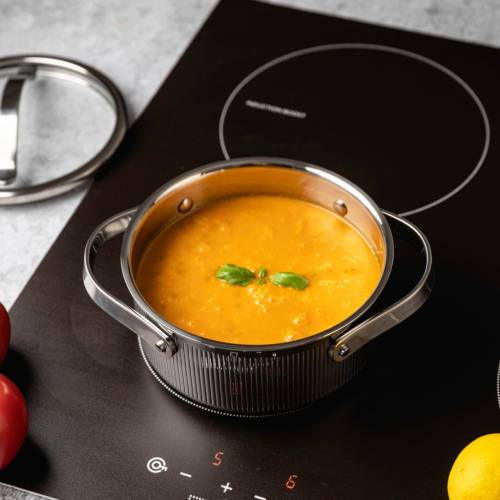 Garnek VCASA VELORA 16cm Stal 304 TRI-PLY Indukcja Pokrywka Odcedzanie 1,5L