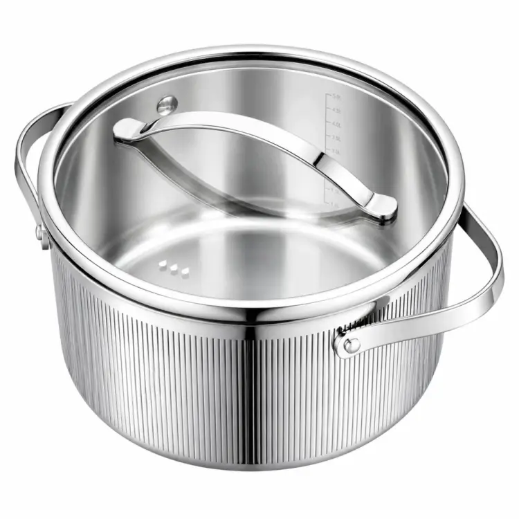 Garnek VCASA VELORA 16cm Stal 304 TRI-PLY Indukcja Pokrywka Odcedzanie 1,5L