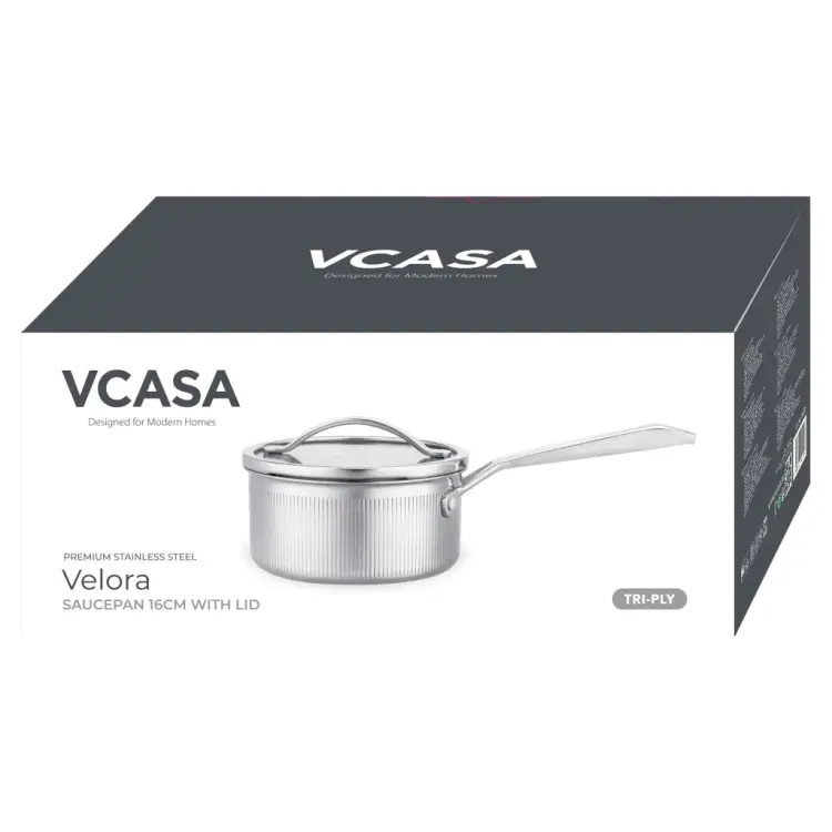 Rondel VCASA VELORA 16cm Stal 304 TRI-PLY Indukcja Pokrywka Odcedzanie 1,5L