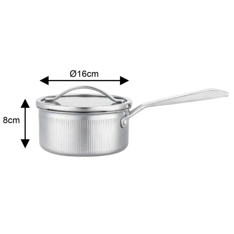 Rondel VCASA VELORA 16cm Stal 304 TRI-PLY Indukcja Pokrywka Odcedzanie 1,5L