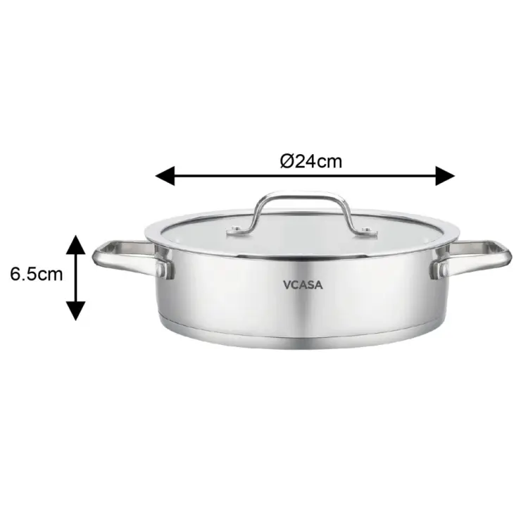 Garnek VCASA Amara 24 cm 2,9L z pokrywką do odcedzania Stal Nierdzewna 304
