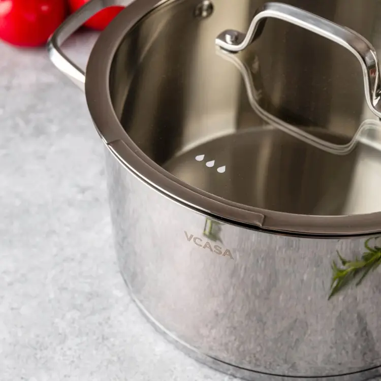 Garnek VCASA Amara 24 cm 5,8L z pokrywką do odcedzania Stal Nierdzewna 304