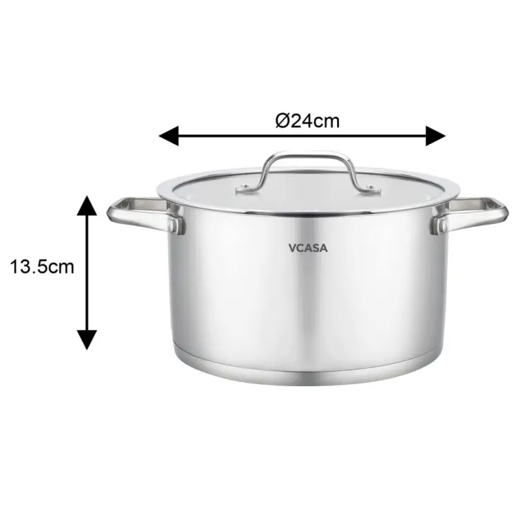 Garnek VCASA Amara 24 cm 5,8L z pokrywką do odcedzania Stal Nierdzewna 304