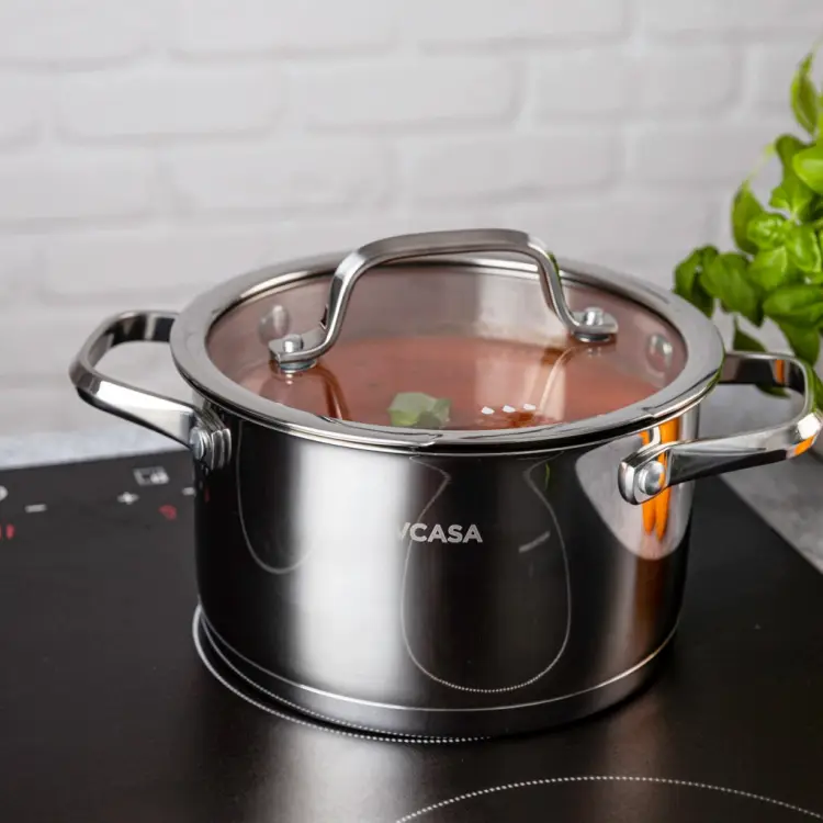 Garnek VCASA Amara 20 cm 3,4L z pokrywką do odcedzania Stal Nierdzewna 304