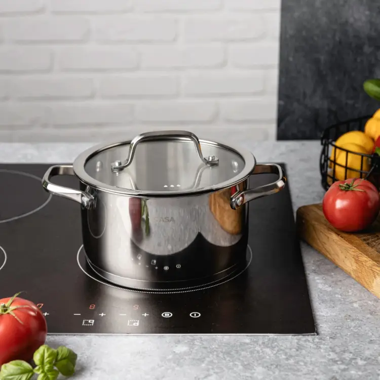 Garnek VCASA Amara 18 cm 2,6L z pokrywką do odcedzania Stal Nierdzewna 304