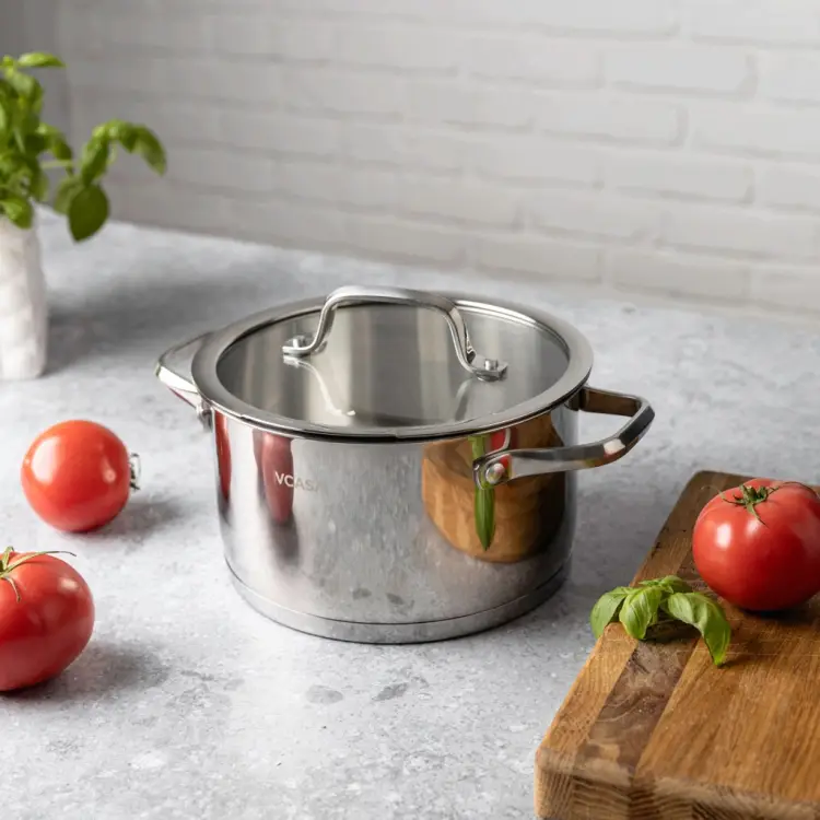 Garnek VCASA Amara 18 cm 2,6L z pokrywką do odcedzania Stal Nierdzewna 304