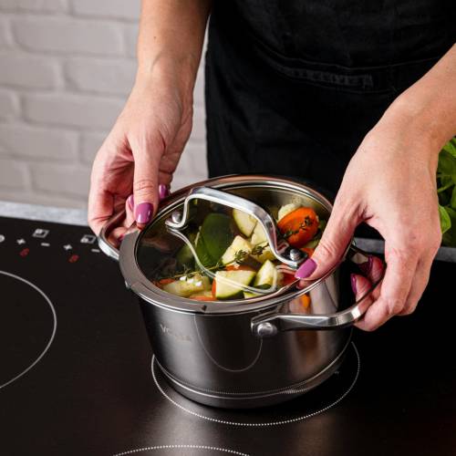 Garnek VCASA Amara 16 cm 1,8L z pokrywką do odcedzania Stal Nierdzewna 304