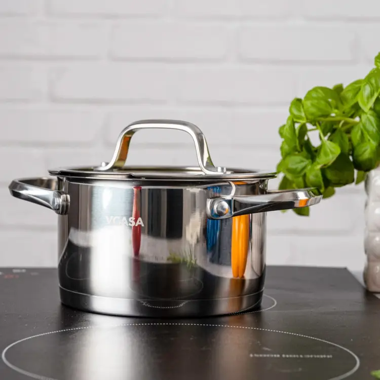 Garnek VCASA Amara 16 cm 1,8L z pokrywką do odcedzania Stal Nierdzewna 304