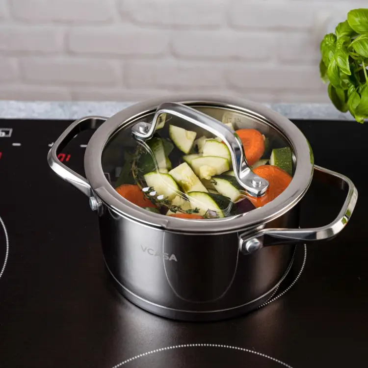 Garnek VCASA Amara 16 cm 1,8L z pokrywką do odcedzania Stal Nierdzewna 304