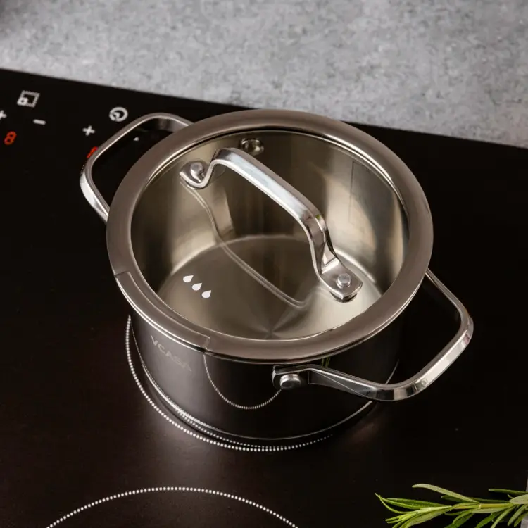 Garnek VCASA Amara 16 cm 1,8L z pokrywką do odcedzania Stal Nierdzewna 304