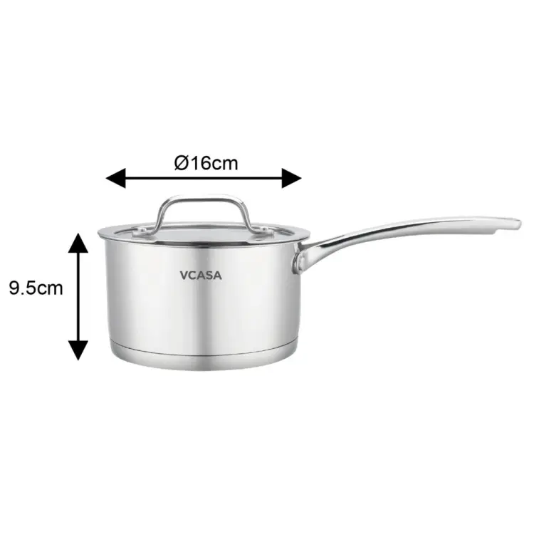 Rondel VCASA AMARA 16 cm 1,8 L Stal Nierdzewna 304 Pokrywka do Odcedzanie