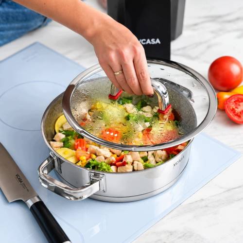 Garnek VCASA Sierra 24 cm 2,7L stal nierdzewna 304 z pokrywką do odcedzania