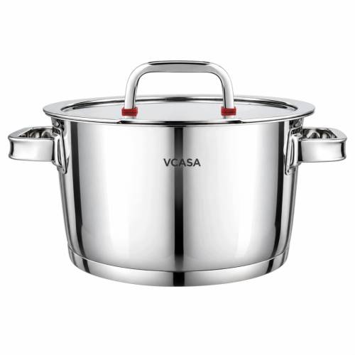 Garnek VCASA SIERRA 24cm 5,3 L Stal 304 Indukcja Pokrywka Odcedzania Cedzak