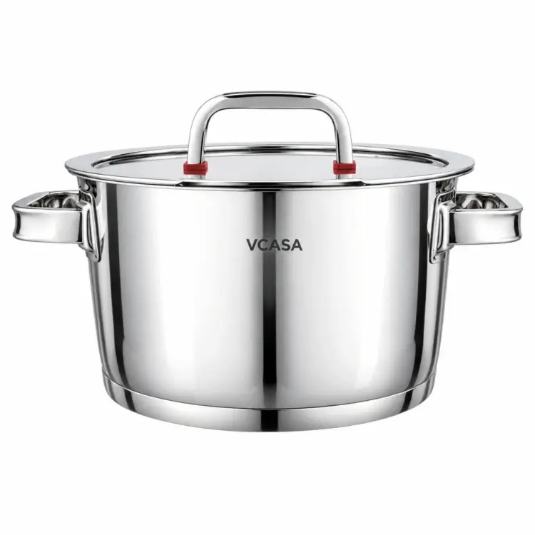 Garnek VCASA SIERRA 24cm 5,3 L Stal 304 Indukcja Pokrywka Odcedzania Cedzak