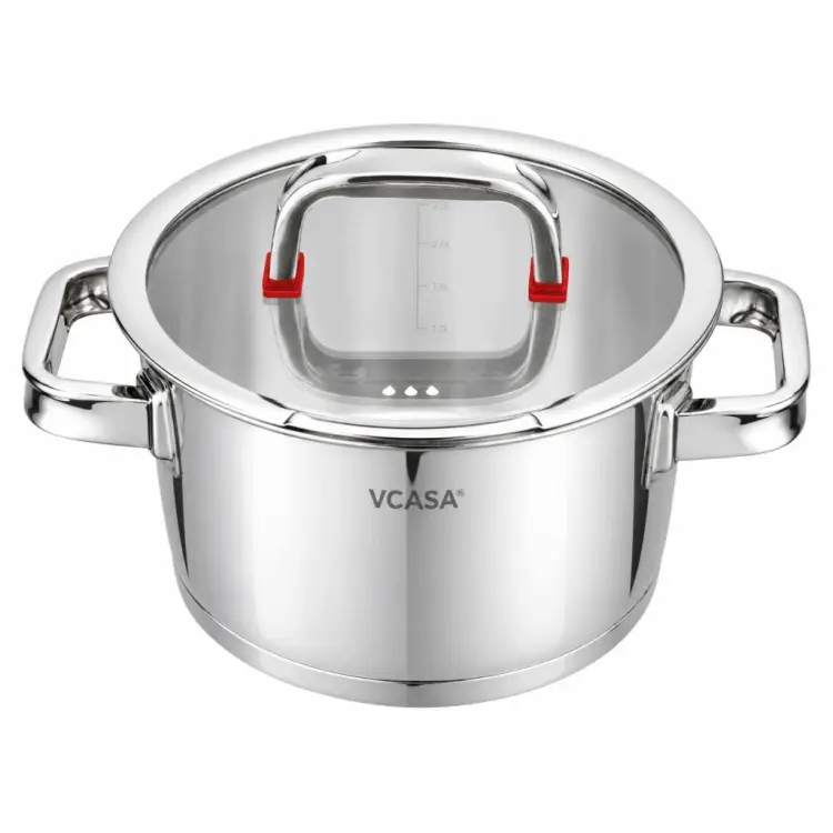 Garnek VCASA SIERRA 24cm 5,3 L Stal 304 Indukcja Pokrywka Odcedzania Cedzak