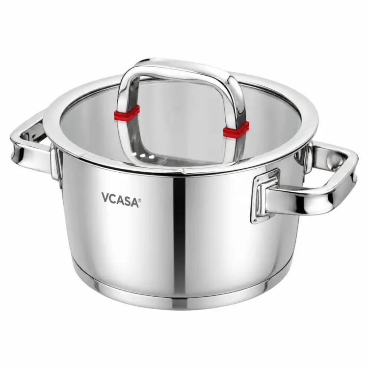 Garnek VCASA SIERRA 24cm 5,3 L Stal 304 Indukcja Pokrywka Odcedzania Cedzak