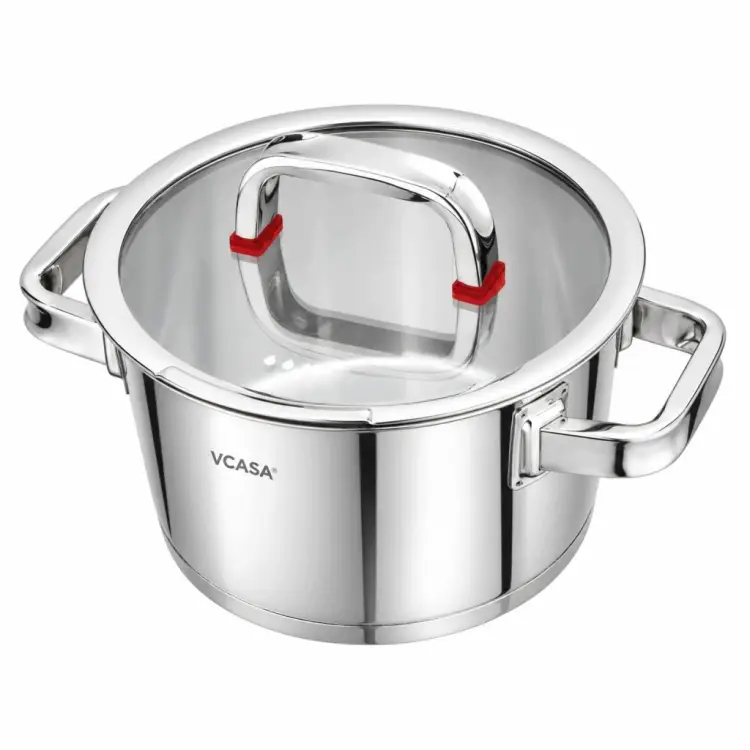 Garnek VCASA SIERRA 24cm 5,3 L Stal 304 Indukcja Pokrywka Odcedzania Cedzak