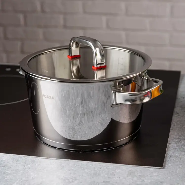 Garnek VCASA SIERRA 24cm 5,3 L Stal 304 Indukcja Pokrywka Odcedzania Cedzak