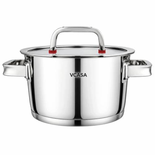 Garnek VCASA SIERRA 20cm 3,2L Stal Nierdzewna 304 Indukcja Pokrywka Cedzak