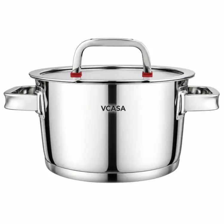 Garnek VCASA SIERRA 20cm 3,2L Stal Nierdzewna 304 Indukcja Pokrywka Cedzak