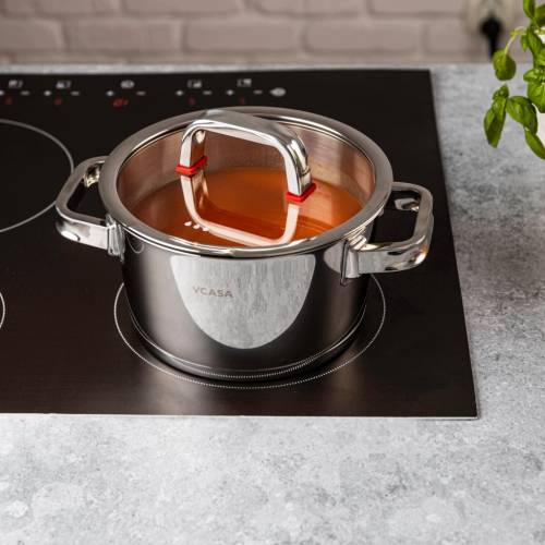 Garnek VCASA SIERRA 20cm 3,2L Stal Nierdzewna 304 Indukcja Pokrywka Cedzak
