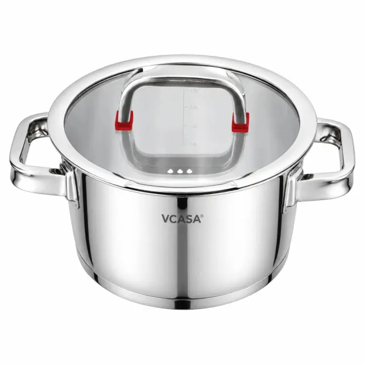 Garnek VCASA SIERRA 20cm 3,2L Stal Nierdzewna 304 Indukcja Pokrywka Cedzak