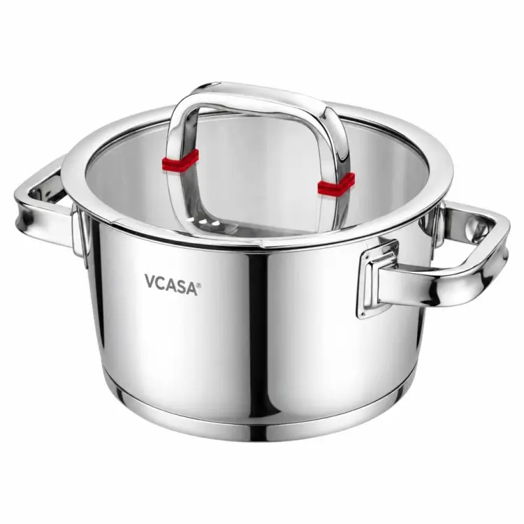 Garnek VCASA SIERRA 20cm 3,2L Stal Nierdzewna 304 Indukcja Pokrywka Cedzak