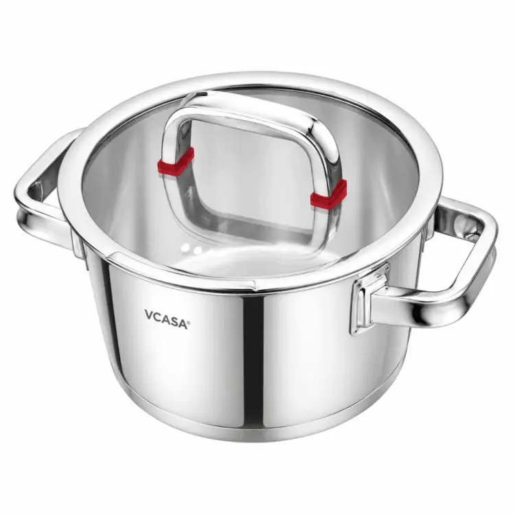Garnek VCASA SIERRA 20cm 3,2L Stal Nierdzewna 304 Indukcja Pokrywka Cedzak