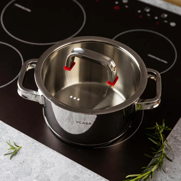 Garnek VCASA SIERRA 20cm 3,2L Stal Nierdzewna 304 Indukcja Pokrywka Cedzak