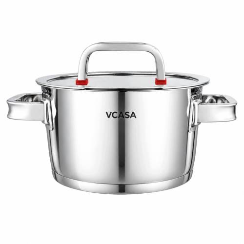 Garnek VCASA SIERRA 18cm 2,2L Stal 304 Indukcja Pokrywka Odcedzania Cedzak