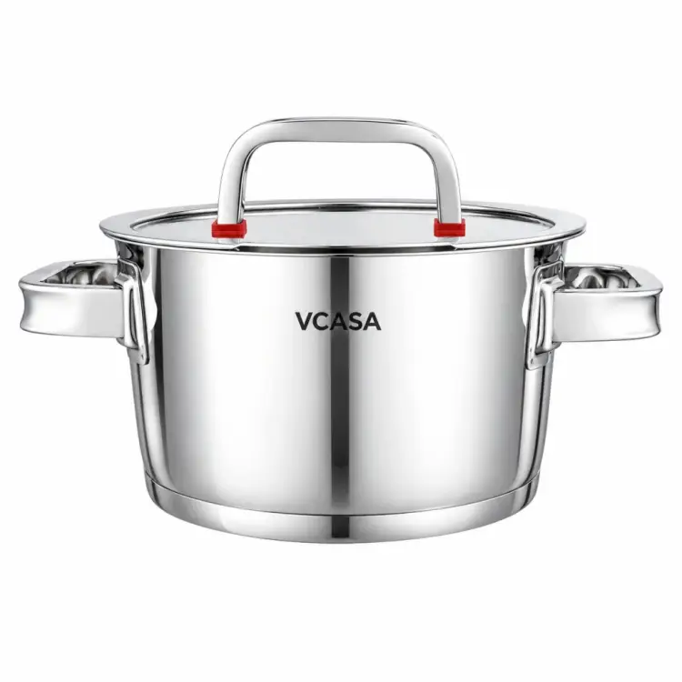 Garnek VCASA SIERRA 18cm 2,2L Stal 304 Indukcja Pokrywka Odcedzania Cedzak