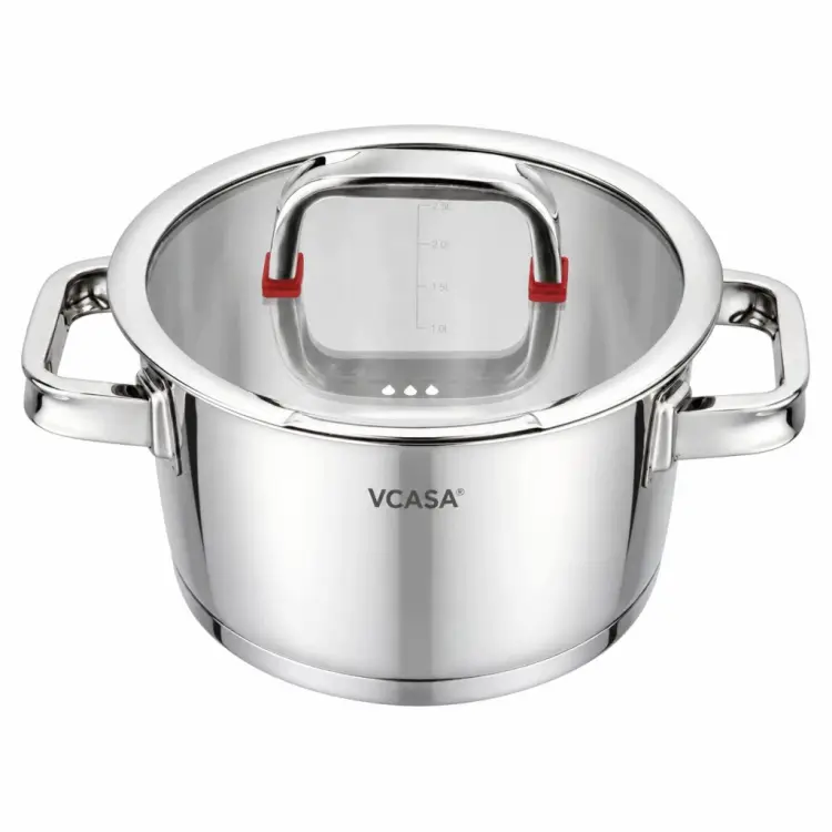 Garnek VCASA SIERRA 18cm 2,2L Stal 304 Indukcja Pokrywka Odcedzania Cedzak