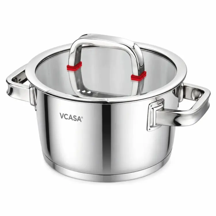 Garnek VCASA SIERRA 18cm 2,2L Stal 304 Indukcja Pokrywka Odcedzania Cedzak